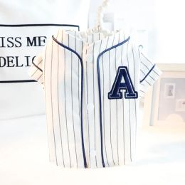 Shirts Baseball Shirts Dog Clothes Striped Pet Clothing Fashion Simplicity Print Casual Dogs Undershirts Costume White Autumn Wholesale