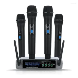 Microphones Professional VHF Wireless Microphone System 4 Channel Handheld Karaoke For Home Party Church Event TV Speaker