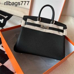 Leather Bk Family Handbag Genuine Hand-stitched Honey Wax Thread Home Bag Togo Calfskin Black Gold Women's Bag Buckle Handbag