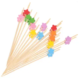 Disposable Flatware 100 Pcs Bamboo Stick Sticks Paper Cups Cupcake Decorations Stir For Cocktails