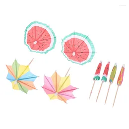 Disposable Flatware Small Umbrella Sticks Fruit Cocktail Decoration Cake Plate