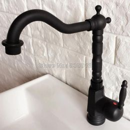 Bathroom Sink Faucets Basin And Cold Faucet Swivel Spout Black Bronze Deck Mounted Vessel Vanity Water Taps Tnf354