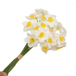 Decorative Flowers Artificial Silk 6 Heads Narcissus Bouquet With Stems Flower Arrangement Fake Home Bridal Decorations For