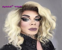 Yeni varış sentetik dantel ön peruk ünlü drag queen saç stili peruk siyah ombre sarışın 613 renk dantel ön peruklar 3026480