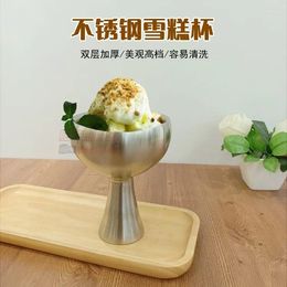 Bowls Stainless Steel Ice Cream Bowl Household Tableware Commercial Soft Dessert Goblet Milkshake Bar