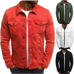 new 2024 Men's Denim Jacket Solid Fi Male Jeans Jackets Slim Fit Casual Streetwear Vintage Men Jean Outwear Clothing M-4XL b1IO#