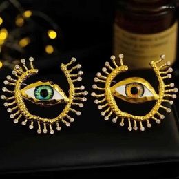 Pins Brooches Brooches Schiaparelli Middle Eye Brooch European And American Foreign Trade Vintage Coat Accessory Pin Star Style Y240327