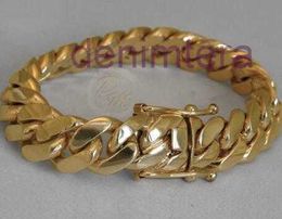 Solid 14k Gold Miami Mens Cuban Curb Link Bracelet 8 Heavy 98 7 Grammes 12mm287s