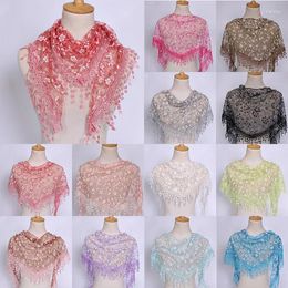 Scarves Lace Tassel Triangle Scarf Fashion Sheer Shawls Hollow Out Floral Women Casual Versatile Net Yarn Decoration