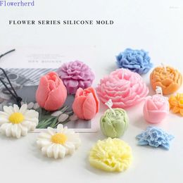 Baking Moulds DIY Scented Candle Mold Food Grade Silicone Flower 3d Peony Rose Cake Decoration Accessories Soap Making Kit