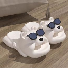 Summer Bear Slippers For Mens And Womens Cartoon Home Bathroom Non-Slip Platform Outdoor Sandals h6ti#
