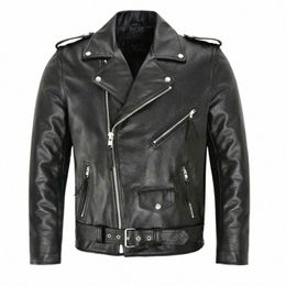 men PU Leather Jacket Motorcycle Fi Slim Fit Leather Coat Z4ZG#