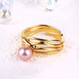 2024 New Design Pearl Ring Gold Silver Colour Adjustable Rings For Women Korean Fashion Jewellery Party Luxury Accessory