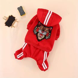 Cosy Tiger Hoodie Dogs - Warm Pet Clothes for Autumn and Winter, Soft Plush Puppy Jumpsuit with Fun Graphic Design