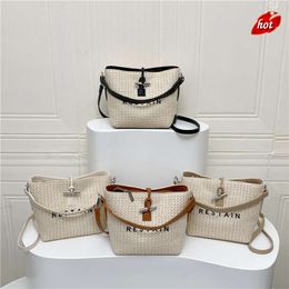 Factory Source High Quality Handbags Is 2024 New Spring Fashion Canvas Letter Bucket Bag Simple and Fashionable Handheld One Shoulder Crossbody