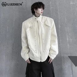 Men's Jackets LUZHEN 2024 Stylish Rivet Metal Decorate Splicing Design Personality Trendy Street Coat LZ2085