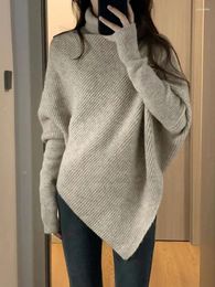 Women's Sweaters Winter Knitted Sweater Women Korean Fashion Turtleneck Irregular Pullovers Female Vintage Loose Chic Long Sleeve Simple
