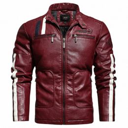 autumn Winter Men Biker Leather Jacket Fi Stand Collar Zipper Coat Casual Slim Windbreaker Motorcycle Faux Leather Jacket l4fA#