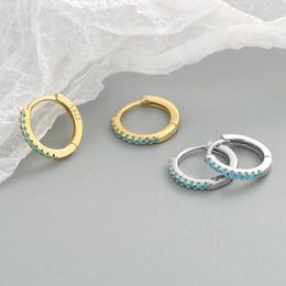 Hoop Earrings Wholesale Silver Gold Color Arrival Fashion Korean Blue Zircon Spike Geometric Stud For Women Gothic Jewelry