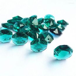 Chandelier Crystal (Free Ring)14mm Bluish Green Octagon Beads Light Accessories Wedding Decoration Pendants Prisms Parts