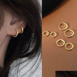 Hoop Huggie Stainless Steel 1 Pair Minimalist Hie Earrings For Women Gold Colour Tiny Round Circle 6/8/10Mm Punk Uni Rock Earring Drop Otlc3
