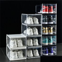 Storage Boxes Bins Thickened Plastic Clear Shoe Box Detachable Stackable Combination Shoes Container Organiser Dust-Proof Cabinet Tran Dh5Th