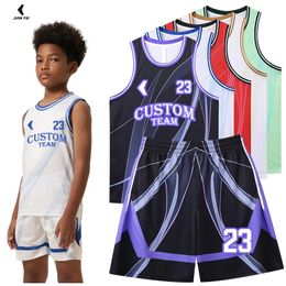 Professionella barn basket uniform set andningsbara barn skjortor snabb torrtröja för pojkar 244 240318