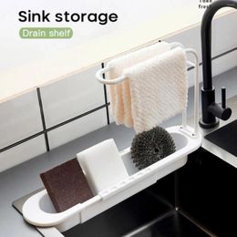 Kitchen Storage Sink Shelf Drainer Rack Organiser Soap Sponge Holder Towel Basket Accessories