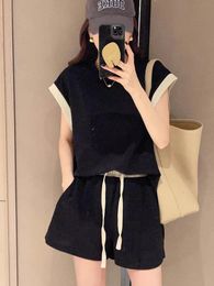 Casual Shorts 2 Piece Set For Women Tracksuit Summer Outfits Loose Simple O Neck Short Sleeves T ShirtWide Leg Pants Suit 240327