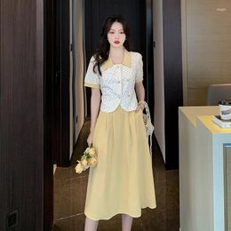 Party Dresses Led The Floral Female Summer 2024 Small Two-piece Senior Feeling Temperament Skirt Dress