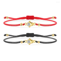 Charm Bracelets Red String Bracelet Single Cubic Zirconia Crystal Hamsa Hand Lucky Women Fashion CZ Zircon Stone Brass Jewellery