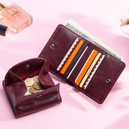 Wallets Women's Wallet Female Genuine Leather Card Holder Small Minimalist Womens And Purses Key Organiser Mini Passport Cove239s