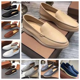 Loro Piano LP LorosPianasl Photo Designer Real Suede Casual Walking Shoes Charms Embellished Walk Loafers Couple Genuine Mens Leather Slip on Flats for Men Sports Dr