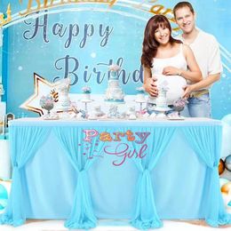 Table Skirt Turquoise Tulle Wedding Birthday Party Cake Dessert Banquet Tablecloth Skirting Partys Home El Decoration