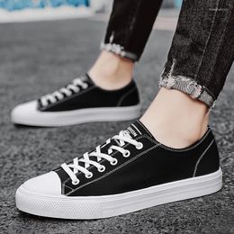 Casual Shoes Fashion Men Sneakers Black White Leather Lace-Up Oxfords Mens Lightweight Walking Zapatillas Hombre