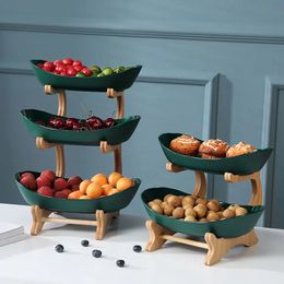 Living Room Home Plastic Two-layer Fruit Plate Snack Plate Creative Modern Dried Fruit Bowl Basket Candy Dish