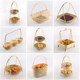 Baskets Bamboo Woven Products Storage Baskets Woven Basket Serving Tray Party Organiser Kitchen Storage Food Containers Chinese Gifts