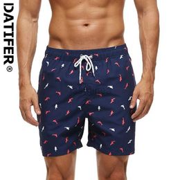 Men's Swimwear DATIFER Summer New Fashion Polyester Men Shorts Beach Quick Dry Printing Swimsuit Plus Size Mesh Liner Surfing Gym Shorts Men 24327