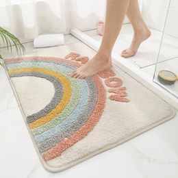 Bath Mats Bathroom Doormats Geometric Style Rug Simple Thickened Household Flocking Non-slip Absorbent Carpet Modern Machine Washable Mat