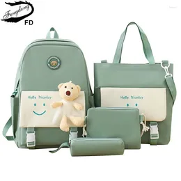 School Bags Fengdong Elementary Backpack For Girls Cute Korean Style Kids Kawaii Green Book Bag