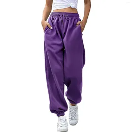 Women's Pants Joggers Bottom Sweatpants Workout High Waisted Yoga Loungewear With Pockets Drawstring Trousers Long