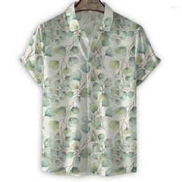 Men's Casual Shirts Fashion Flower Leaf 3d Print Hawaiian Shirt Men Summer Street Short Sleeve Tops Loose Button Blouse Male Clothing