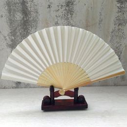 Decorative Figurines 7 Inch Folding Paper Fan Pattern Dance Wedding Party Lace Silk Hand Held Solid Colour Gifts Fast