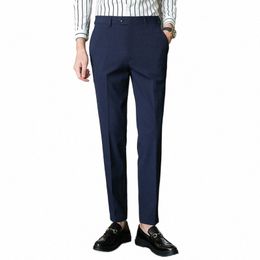 plus Size 42 40 38 High Quality Solid Colour Slim Suit Pants Men Busin Office Social Trousers Formal Wedding Men Casual Pant B55s#