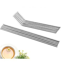 Straight Bent Reusable Stainless Drinking Steel Straw Durable Metal Straws Bar Family Kitchen Accessory For 15Oz 20Oz 30Oz Sublimation Straights Tumbler Fy4703 s s