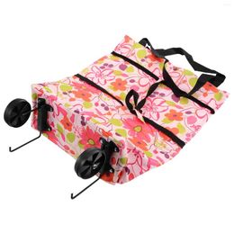 Storage Bags Trolley Bag Tote With Wheels Compact Shopping Cart Polyester Foldable Portable Folding