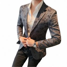 blazer Masculino Sim fit Vintage Floral Suit Blazer Men Korean Single Breasted Designer Casual Jacket Coat 4XL Chaqueta Hombre w4as#