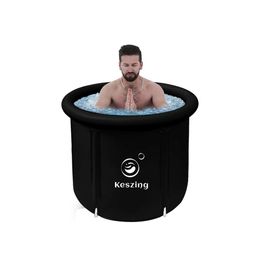 Keszing Portable Bath - Itable Cold Plunge Tub for Ice Bath, Foldable Outdoor Color Therapy Bathtub with Cover, Freestanding Home Spa Shower Tub, Keep