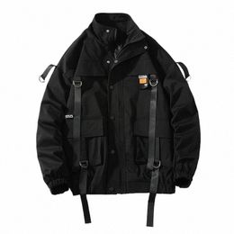 men Streetwear Jacket Black Hip Hop 2024 Autumn Cargo Harajuku Hooded Outwear Men's Clothes oversize 5XL 6XL 7XL Y9Gv#
