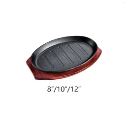 Pans Griddle Steak Skillet Plate Cast Iron Teppanyaki Grill With